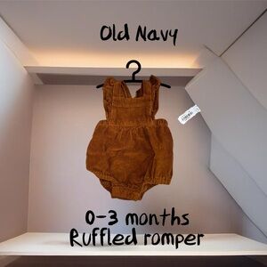 Old Navy, 0-3 months, brown corduroy ruffled romper. Great summer outfit.